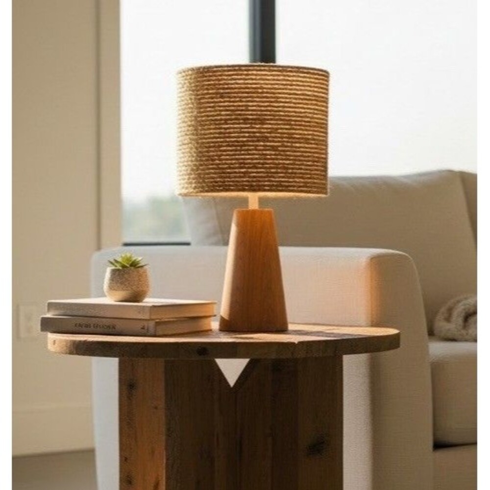 Natural Jute Rope Drum Lampshade 8” Tall 9” Diameter